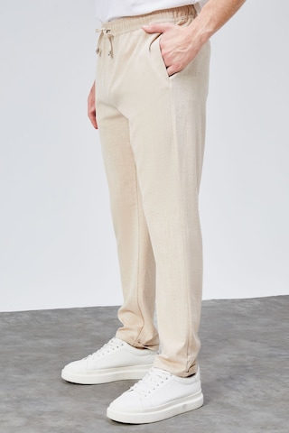 HLT Jeans Erkek Bej Relaxed Fit Yandan Cepli Beli Lastikli Bağcıklı Duble Paça Jogger Pantolon Bolt-1999 Bej