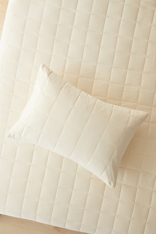 Ocean Home Textile %100 Pamuk Kumaş Kapitoneli Ekru Çok Amaçlı Tek Kişilik Yatak Örtüsü Seti 1 Adet 180 X 230 / 1 Adet 50 X 70 Cm
