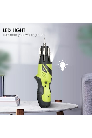 Springsun 3.6v Li-ion Şarjlı Tornavida, 6n.m Tork, Led Işık, Tabanca/düz Sap Değişimi, 10 Uç + Uzatıcı, Usb Şarj, Ev Kullanıma İdeal