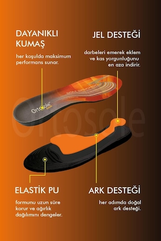 Ortosole O2206 - Yumuşak Günlük Ortopedik Şok Emici Ve , Jel li Konfor İç Tabanlık 40 - 45