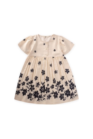 Cigit Papatya Desenli Elbise 2-8 Yaş Siyah Papatya Desen Siyah