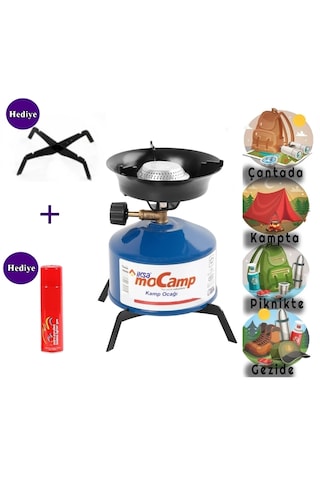İksa Mocamp Çakmak Gazlı Pratik Kamp Ocağı - Piknik Tüpü 3in1 Set Çok Renkli