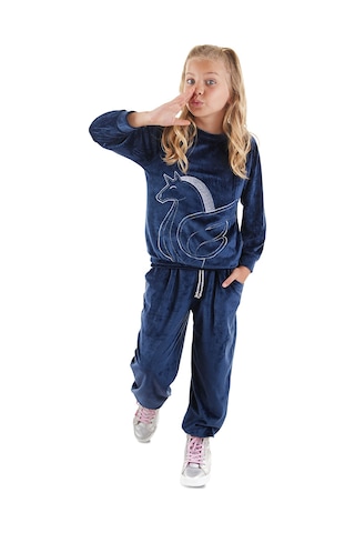 Denokids Kadife Unicorn Kız Çocuk Eşofman Takımı - Lacivert