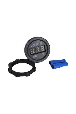 12v 24v Dc Voltmetre Yuvarlak Düz Kırmızı Rakam