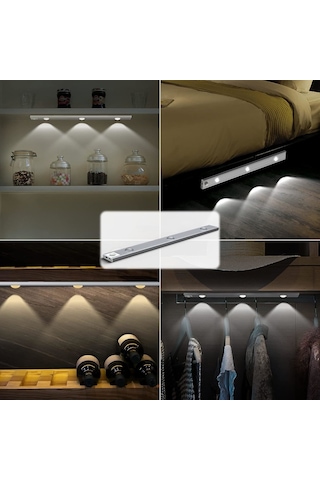 Hareket Sensörlü - Dekoratif Gece Lambası Usb Şarjlı 40 CM Silver