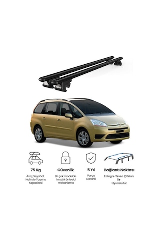 Venüs Citroen C4 Grand Picasso 2007-2013 Uyumlu Siyah Ara Atkı Port Bagaj Tavan Barı