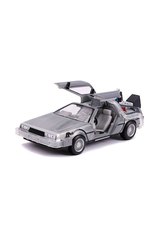Jada 253255021 Geleceğe Dönüş Zaman Makinesi Metal(Die-cast) Işıklı Time Machine Back to the Future 2. Seri 1:24 Ölçek Açılabilir Kapılar
