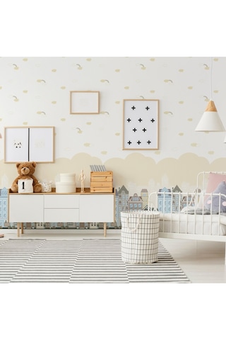 Bulutlu Ve Gökkuşağılı Gökyüzü Temalı Duvar Kağıdı - Adakids 8902-2