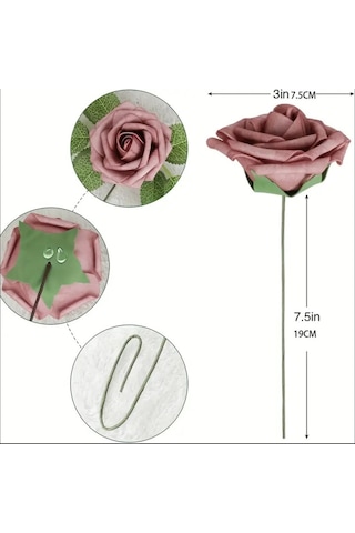 Simülasyon Gül Çiçeği Gerçek Dokunuşlu Tarçın Kombinasyonlu 1 Adet Yapay Çiçek
