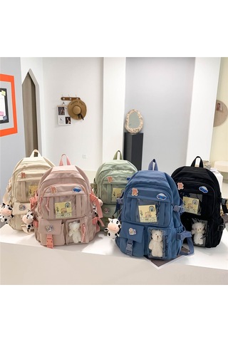 Jeemson Kız Çocukları İçin Yeni Moda Okul Çantası, Oxford Kumaş Dayanıklı Sırt Çantası, Pembe Renk Tam Set Aksesuarlar Eşliğinde Çok Renkli