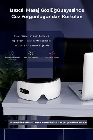 Robo Isıtmalı Titreşimli Masaj Gözlüğü Beyaz