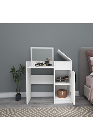 Arnetti Sedef Aynalı Makyaj Masası Beyaz