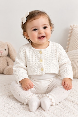 Kız Bebek Örme Bolero 15619 Ekru
