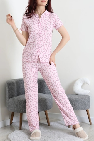Modi Bürümcük Fiyonklu Pijama Takımı Pembe - 159.1287. Açık Gri - Pembe