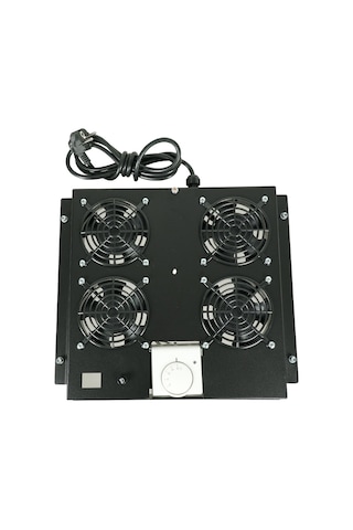 Canovate 4Lü Rack Kabinet Fan Modülü Termostatlı Ral 9005 Siyah