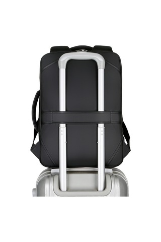 Moveevo Siyah İş Geçişi Çift Askılı Bilgisayar Çantası 15.6 İnç - Çok Fonksiyonlu, Logo Baskılı, Dayanıklı Kumaş, Yeni 2022 Modeli Siyah