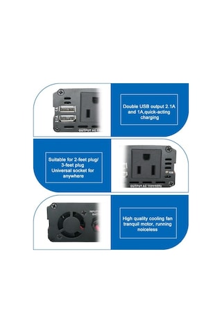 Novahub 150w Araç Inverter Dc 12v Ac 220v 3.1a Çift Usb Taşınabilir Ab Priz