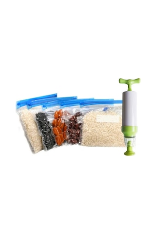 River World Gıda Saklamak İçin Pompa Ve Poşet Seti Vakumlu Ve Manuel