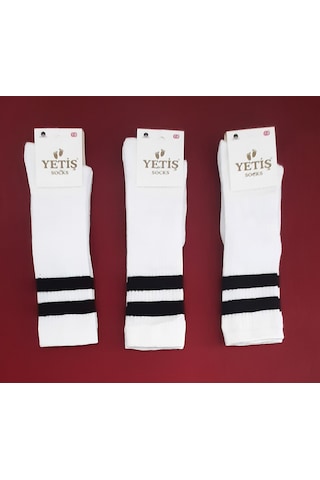 Yetiş Socks Dizaltı Kız Çocuk Okul Çorabı 3'lü Paket Beyaz