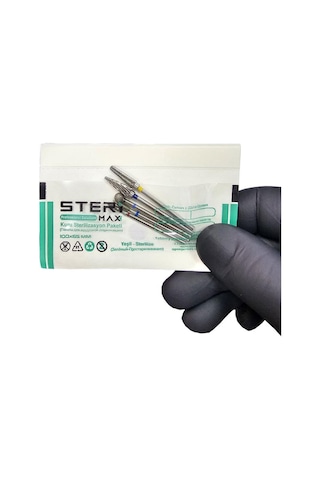 Freze Uç Sterilizasyon Zarfı Şeffaf - Mini Boy İndikatörlü Sterilizasyon Kraft Paketi 100mmx65mm 100 Adet