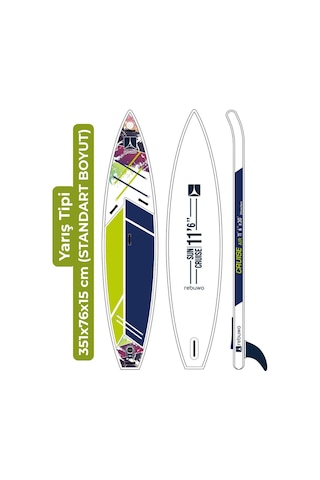 Rebuwo Pro Sup Şişme Sörf Tahtası Stand Up Paddle Board 76 351 15 Cm Yeşil Yarış Board