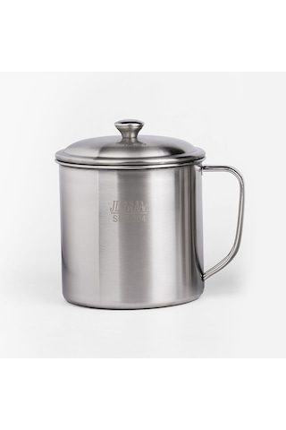 Sones 5 Adet Ekstra Kalın 304 Paslanmaz Çelik Bardak Çocuk Ağız Bardak Saplı Kapaklı Ev Yetişkin İçme Suyu Bardağı 10cm Kapaklı