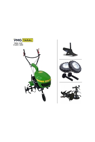 Taral 310M 3 + 1 Vites Teker Takımı + Tekli Pulluk Benzinli Çapa Makinesi