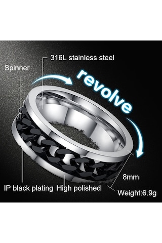 Fastbuy Punk Rock Rengarenk Çelik Çevirilebilir Bilezikler, 9 Numara Siyah Çok Renkli