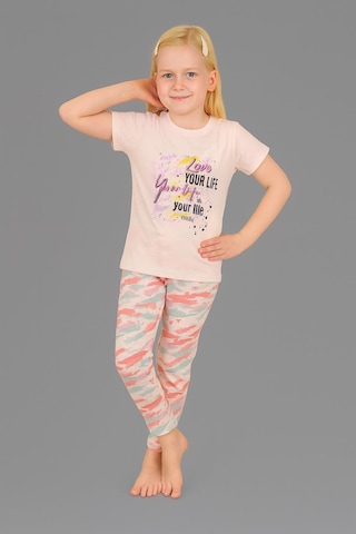 Kız Çocuk 3'lü %100 Pamuklu 1-2-3 Yaş Pijama Takımı Model:130 Çok Renkli
