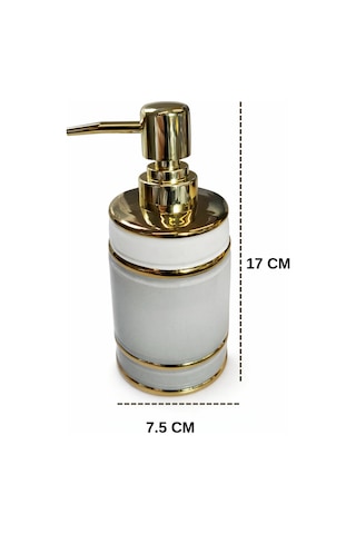 Mona Gold Detaylı Porselen Sıvı Sabunluk Modern Banyo & Mutfak Aksesuarı Gri