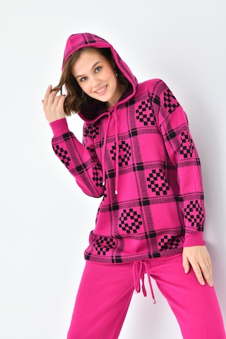 Ftz Women Kadın Dama Desenli İkili Takım Fuşya 20604-fuşya Fuşya