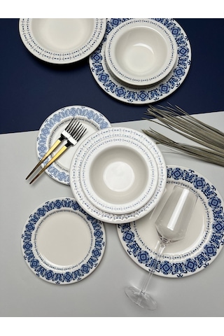 Tabak Evi Bonsai Blue Garden Porselen Yemek Takımı 4 Kişilik 16 P