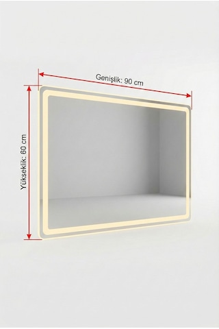 60x90 Cm Dokunmatik Led Banyo Aynası - Modern Tasarım Işıklı Duvar Aynası Günışığı
