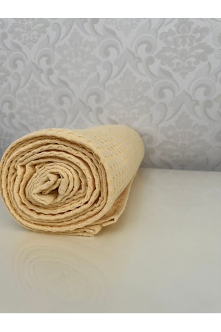 Premium %100 Pamuk Çift Kişilik Yazlık Pike, Yatak Örtüsü,terletmez Kumaş Güneşsarı Renk 240x200cm Sari