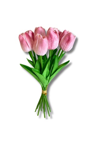 Cihan Çiçekçilik Yapay 8 Li Islak Lale Buketi 33 Cm Pembe Pembe