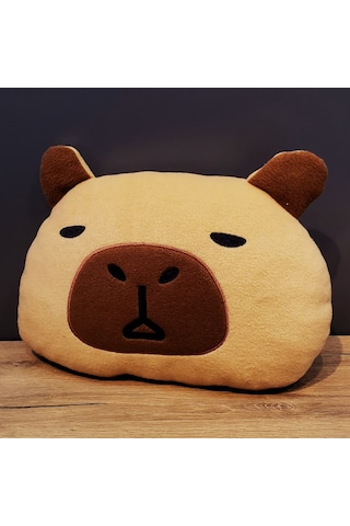 Capybara Peluş Yastık 30 Cm Sevimli Dekoratif Oyuncak Yastık Açık Kahverengi - Bej