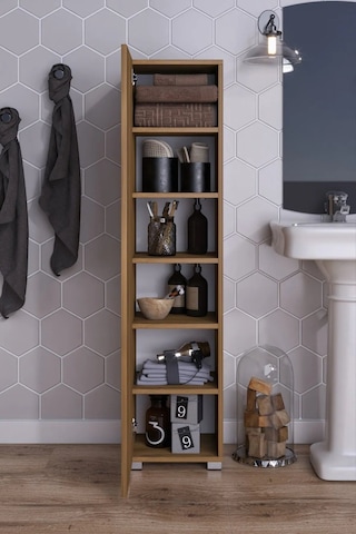 Boy Banyo Dolabı Çok Amaçlı Dolap Kiler Dolabı Kahverengi