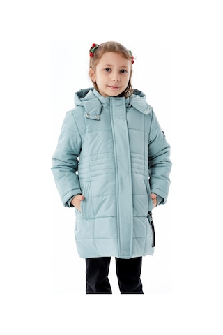 Benitto Kids Kız Çocuk Kapüşonlu Kışlık Şişme Mont 51355 Yeşil