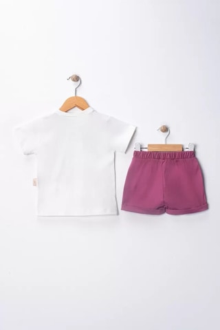 Najmaddin Baby 1/5 Yaş Çilek Baskılı Basic Tişörtlü Şortlu Çocuk Takımı Najmaddin Mürdüm