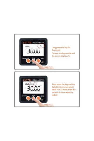 Tongxida Alüminyum Kasa Dijital Eğim Ölçer 0-360 , Pil Dahil Değil