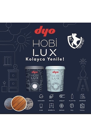 Hobilux Su Bazlı Saf Akrilik Ipek Mat Boya 0,9 Lt Hobi Boya 9064 Demirdağı Gri