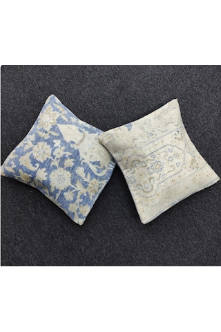 2 Li Set El Dokuması Halıdan Yapılmış İkili Dekoratif Yastık Seti İçi Dolgulu Vintage Etnik Salon Kırlenti Mavi Beyaz 2 Li Set El Dokuması Halıdan Yapılmış İkili Dekoratif Yastık Seti İçi Dolgulu Vintage Etnik Salon Kırlenti Mavi Beyaz