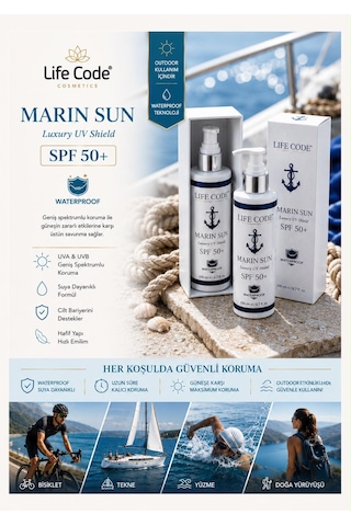 Marın Sun Güneş Kremi 50 Spf Waterproof Luxury Uv Shıeld Suya Dayanıklı 200 Ml