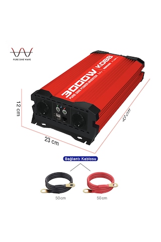 Kobb Kbn3000  12V-220V 3000Watt Tam Sinüs Dönüştürücü İnvertör