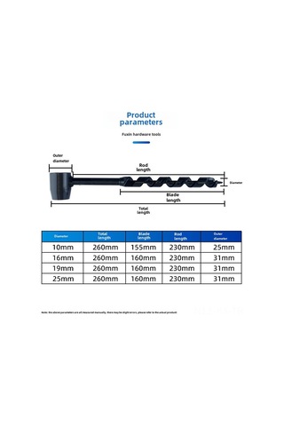 Kangvka Orman Hayatı İçin Çok Fonksiyonlu El Matkapı - Islak Ahşap Ve Ağaçlarda Derin Delikler - 10x230mm Uç + Ahşap Çubuk