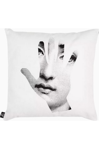 Fornasetti Mano Dekoratif Yastık, Çift Taraflı Sanat Ve Koleksiyonluk Yastık Kılıfı Beyaz 40 X 40