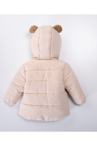 Xo Kids Ayıcık Nakışlı İçi Polarlı Kapüşonlu Şişme Erkek Çocuk Mont 2-6 Yaş 51429 Bej