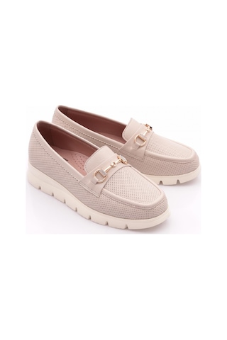 Dgn 6095-1 Kadin Aksesuarli Loafer Ayakkabi Ekru