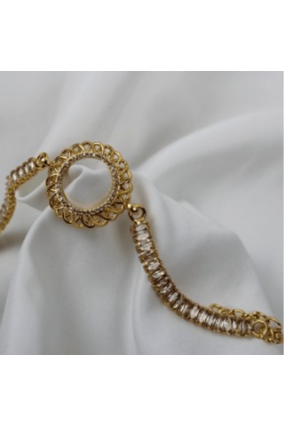 Lale Desenli C Eyreklik Takılabilir Imitasyon Bileklik Gold