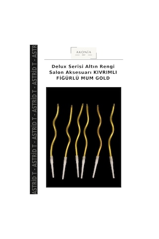 Delux Serisi Altın Rengi Salon Aksesuarı Kıvrımlı Fiğürlü Mum Gold